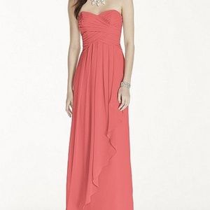 David's Bridal Strapless Chiffon Crinkle Dress